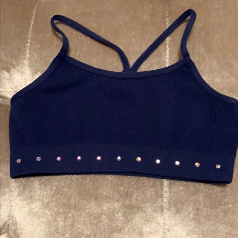 Kurve navy blue sports bra, crystals, one size